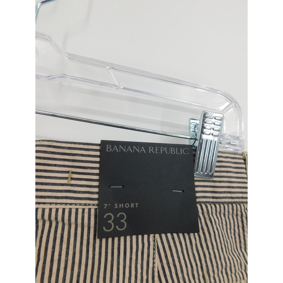 NWT Men's Banana‎ Republic Beige Cotton Striped 7" Shorts Size 33 Preppy Retro - Picture 3 of 5